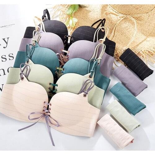Sexy two pecics Set Straps Bra breathable gather-up adjustable bra for teenage girls Bra Teenage girl student Bra Girls Bra
