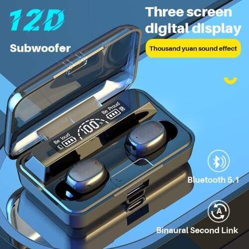 Tws Wireless Earphone Bluetooth Earphone 5.0 9D Bass Stereo Waterproof Hands-Free, With Microphone Charging Box Fingerprint