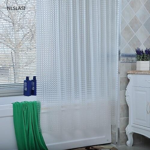 Thicken 1pc Simple Semi-transparent Lattice EVA Bath Curtain Waterproof Shower Curtains Bath Screen Curtain Bathroom Accessories