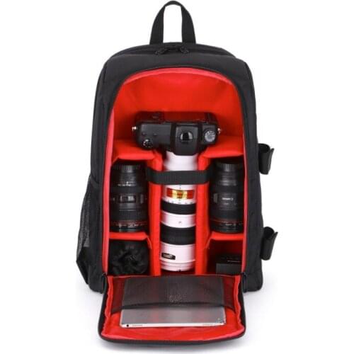 Waterproof Digital DSLR Photo Padded Backpack with Rain Cover Bag Case for iPad Canon Sony Fuji Nikon Olympus Panasonic(Red)