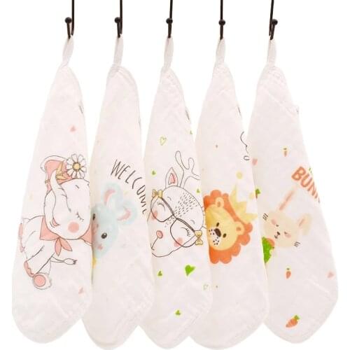 WizInfant 100% Cotton Square Face Towel 5piece/set Muslin Baby Stuff for Newborns Gauze Baby Wipes Wash Cloths