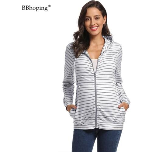 Womens Maternity Clothes Long Sleeve French Terry Full-Zip Hoodie Sweatshirt Maternity Outerwear Coat Pregnancy Winter Jacket