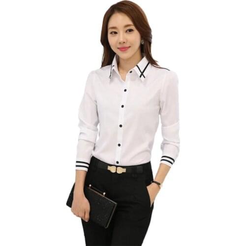 Women Shirt Fashion Turn Down Collar Long Sleeve Blouse Single-breasted Office Shirt Womens Clothing 2021