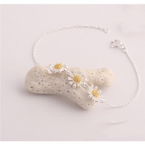 TJP Charm Female 925 Sterling Silver Bracelets Accessories Trendy Daisy Silver Bangles Bracelets For Girl Lady Party Jewelry Hot