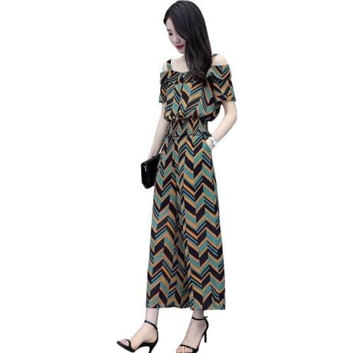 Suit Women 2021 New Summer Korean Female Set Western Style Strapless Two-Piece Striped Wide-Leg Pants Piece Set Ladies L778