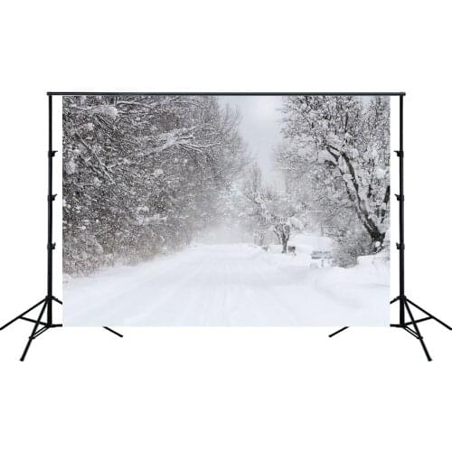 Winter Snowfall Forest Road Landscape Christmas Backdrop White Noel Pine Party Banner Kids Portrait Background Photo Studio Prop