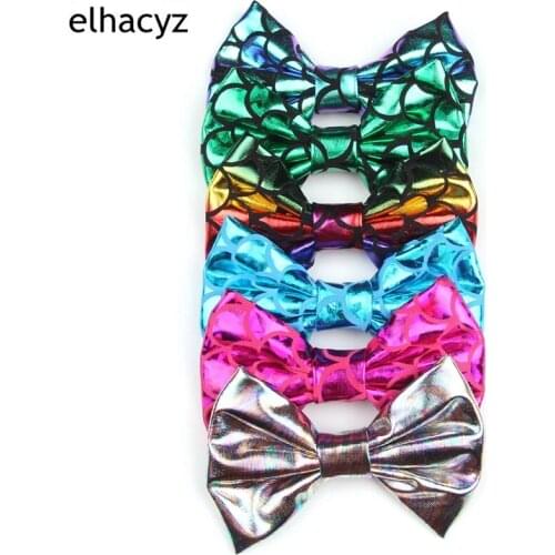 12pcs/lot Chic Girl 4" Printed Hair Bows GreenMermaid DIY Hair Accessories For Kids Hair clip Headwear Barrette Women Party