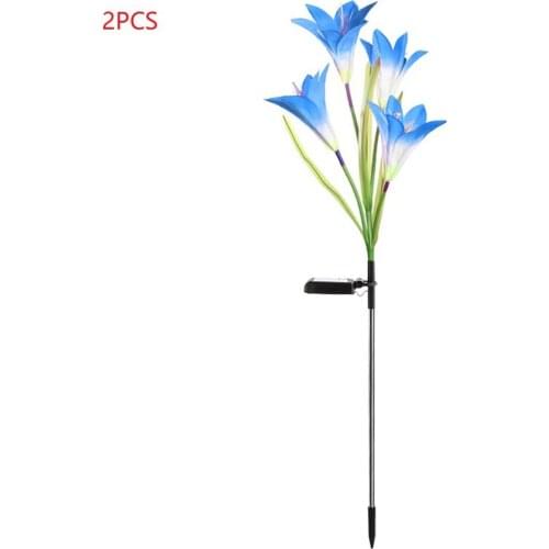 2pcs Solar Lights Outdoor Garden IP65 Waterproof Solar Lily Lights Multi-Color Garden Lights For Garden Patio Decoration