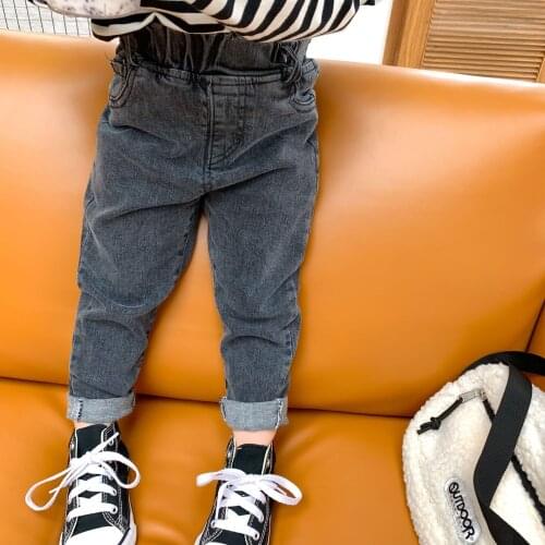 2020 Baby Girl Jeans Fashion Korean Slim Trousers for Toddler Girls Casual Light Elastic Waist Jeans Kids Denim Trousers