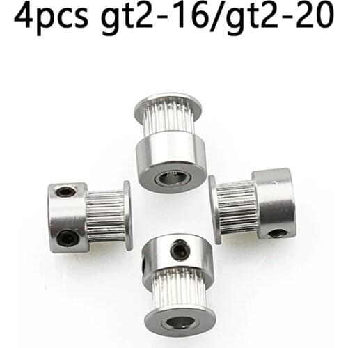 4pcs/lot 2gt 16 20 teeth Timing GT2-16 20 pulley Alumium Bore 5mm fit forbelt Width 6mm for anet A8 A6 E10 3D Printer parts