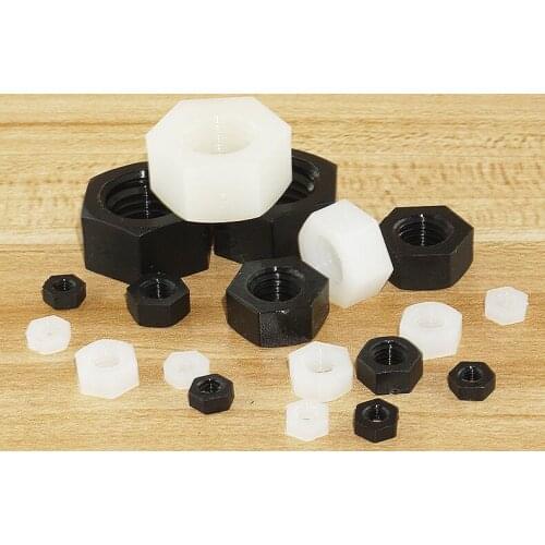 50pcs M2 M2.5 M3 M4 M5 M6 M8 M10 M12 Hex Nylon Nut Hexagon Plastic Nut Hexagonal Nut