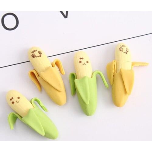 6pcs Banana Correction Rubber Eraser for Pencil Erasing Correcting Novelty Erasers Stationery Office School Student A6414