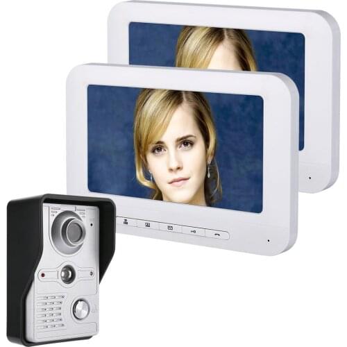 7 Inch LCD 2 Monitors Video Door Phone Doorbell Intercom Kit 1-camera 2-monitor Night Vision with IR-CUT HD 700TVL Camera