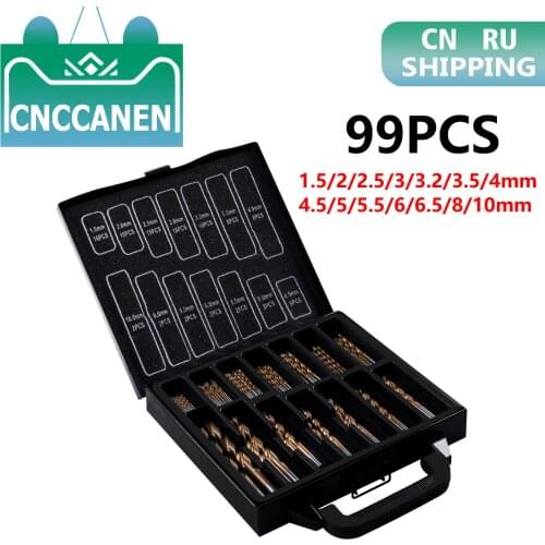 99PC Twist Drill Bit Set Saw Set HSS High Steel Titanium Coated Drill Woodworkin Tool 1.5-10mm For Drilling Metal DIY Home Use