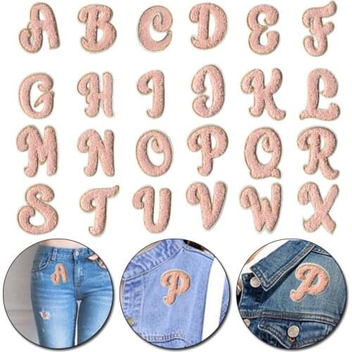 A-Z Towel Embroidery Patches Pink English Alphabet 3D Letter Patch For Clothes Iron On Patches DIY Name Sticker For Bag Dresses