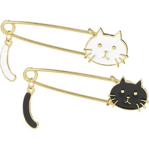 Cartoon Cute Cat Tail Brooch Jewlery Enamel Needle Sweet Alloy Animal Tassel Pin Brooch Ladies Accessories Party Gift Brooches