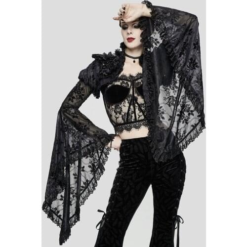 EVA LADY Womens Gothic Palace Trumpet Sleeve Lace Shawl Gorgeous Fashion Prom Banquet Gown Clothing