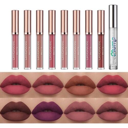 8pcs Lip glaze lipstick Waterproof Matte Lipstick Lip Liner Non-stick Moisturizer Nutritious Cosmetic Lip Makeup for Women gift