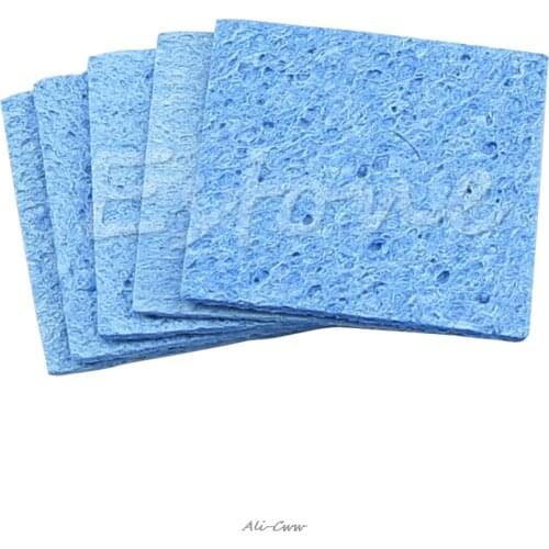 Hot 5pc Soldering Iron Solder Tip Welding Cleaning Sponge Pads Blue Size 6cm*6cm