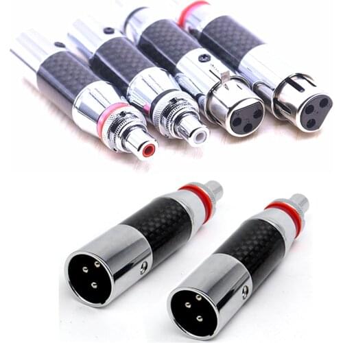 Hi-end Audio Connector RCA to XLR male Female plug Carbon fiber Balanced Cable adapter plugs 4Pcs/set