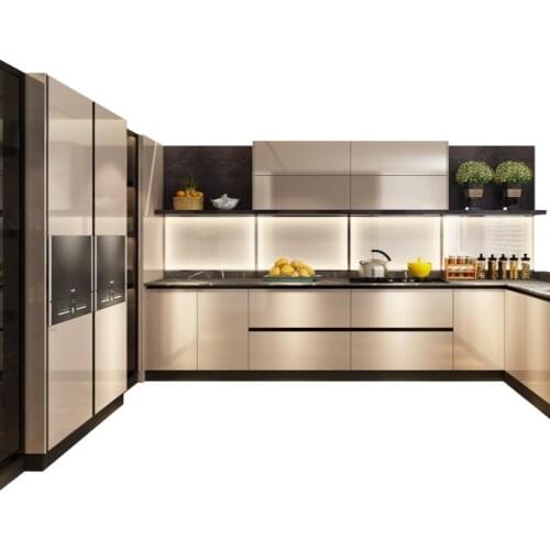 Customized kitchen decoration of integral cabinet Modern economical type of quartz stone countertop kitchen cabinet
