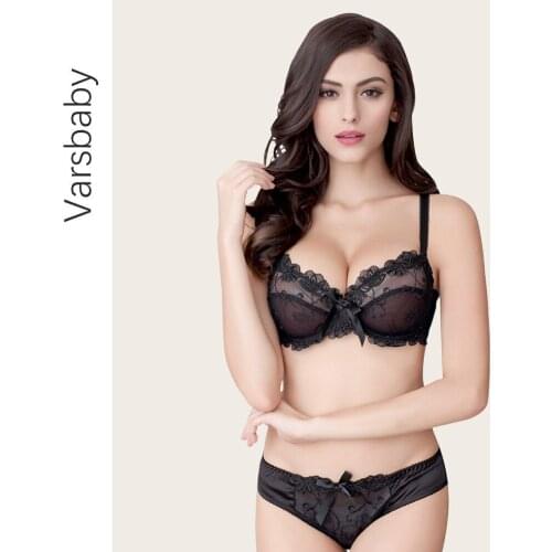 Varsbaby Women Plus Size Sexy Slim Lace Lingerie Ladies Underwire Floral Large Size Bra Sets