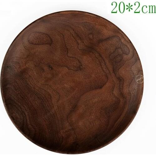 20cm black walnut wood round dish table table quality tableware