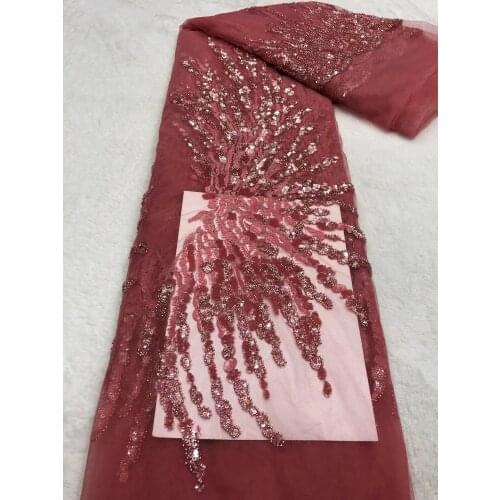 Handmade beaded lace fabric French Lace Fabric With beads nice looking African Sequins Lace Fabric beads Sequins lace Fabric