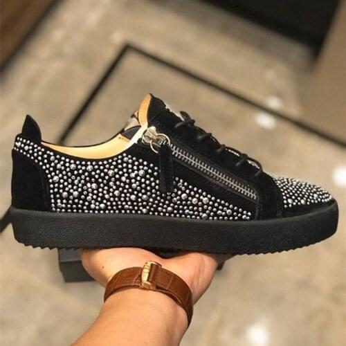 Bling bling men sneakers cool side zipper platform men sport shoes