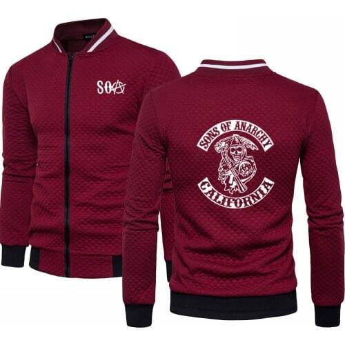 Spring Autumn Mens pullover SOA Sons of Fashion casual Sweatshirt Skeleton printing Solid color Mens pullover Sweatshirt