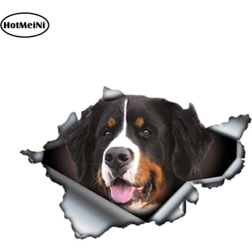 HotMeiNi 13cm x 8.6cm Bernese Mountain Dog Car Sticker Torn Metal Decal Reflective Stickers Waterproof Car Styling Pet Decals
