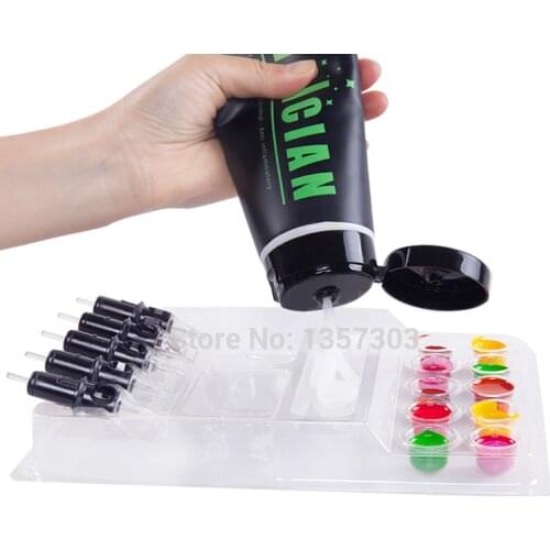 50 pc Tattoo Pigment Cup Disposable Perforated Plastic Eyelash Extension Glue Holder Wells Adhesive Tray