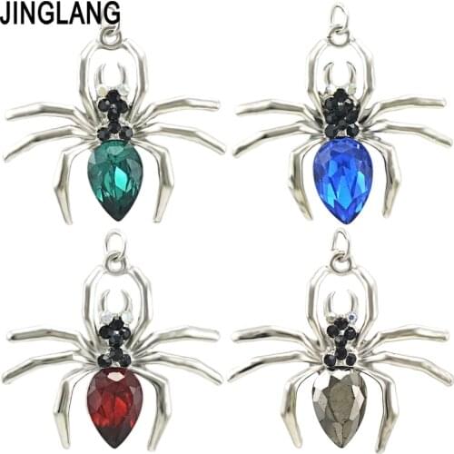JINGLANG Wholesale Beauty Lady Jewelry Spider Shape Alloy Charm Necklace Pendants Jewelry Crafts 30 pcs