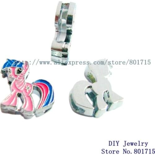 Wholesales Internal Dia.8mm fit 8mm band SL0313 free ship 100pcs 8mm slide charms cartoon charactors ponys