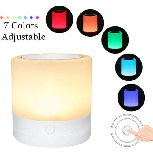 Rechargeable LED Touch Night Light 7 Colors Adjustable Bedside Table Lamp