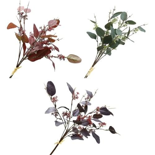 Festival Supplies Plants Eucalyptus Leaves Artificial Silk Branches High Quality Fake Flower Decoration Simulation Leaf