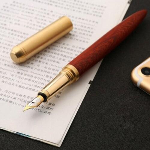 Mahogany Sandalwood Brass Pen Signature Pen High Quality Luxury Wood Fountain Pen Ink Pen Nib 0.5mm