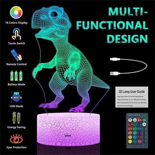 Dinosaur Series 16 Color 3D LED Night Light Lamp Remote Control Table Lamp Toys Gift For Kid Home Decoration Dinosaur Nightlight