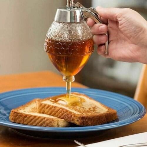 Squeeze Bottle Honey Jar Container Bee Drip Dispenser Kettle Storage Pot Stand Holder Juice Syrup Cup Kitchen Accessories