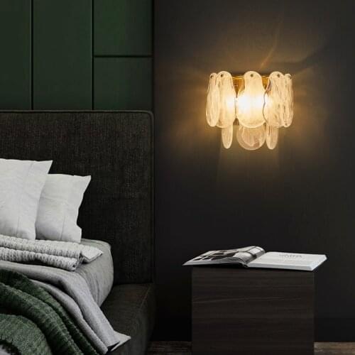 Modern Light Luxury Hardware Cloud Glass Wall Lamp Bedroom Bedside Living Room Background Wall Corridor Decoration Light