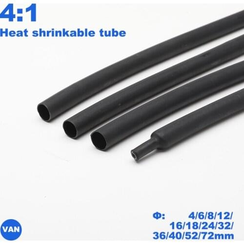 1meter 52/72/4mm 4:1 Heat Shrink Tube with Glue Adhesive Lined Dual Wall Tubing Tubing Insulation Sleeving Wrap Wire Cable kit