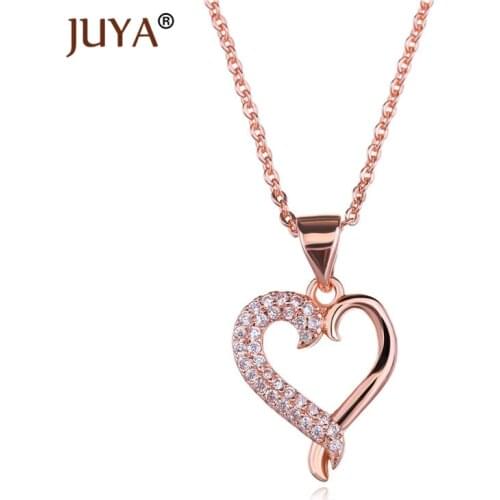 Korean Fashion Simple Design Heart Necklace For Women Girl Valentines Day Present Gold Rose Gold Chain Heart Pendants