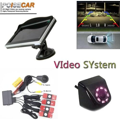 Car Parking Video Sensor Car Reverse Radar Assist Step-up Alarm With 5 Inch Reversing TFT LCD Vehicle Night Vision Camera