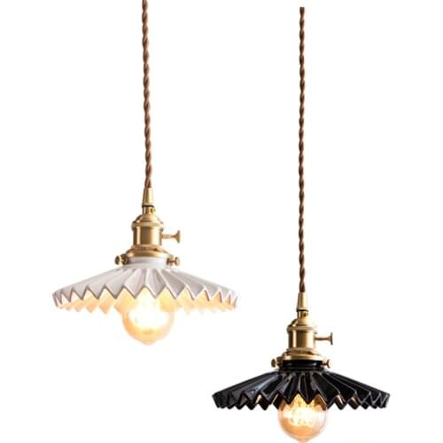 IWHD Japanese Nordic Copper Pendant Light Fixtures Dinning Living Room Vintage ceramics Shade Hanging Lights Home Lighting