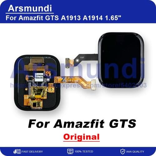 1.65" Original For Huami Amazfit GTS A1913 A1914 Display Screen Touch Panel Digitizer For Amazfit GTS Watch AMOLED LCD