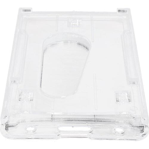 1x Vertical Hard Plastic Badge Holder Double Card ID Multi Transparent 10x6cm