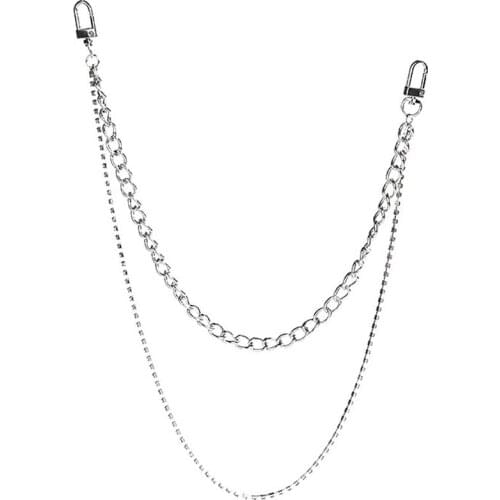 1pc Fashion Unisex Waist Chain Pocket Chain Punk Hip Hop Style Dual-Layer Trousers Chain Belt Chain Clothing Accessories