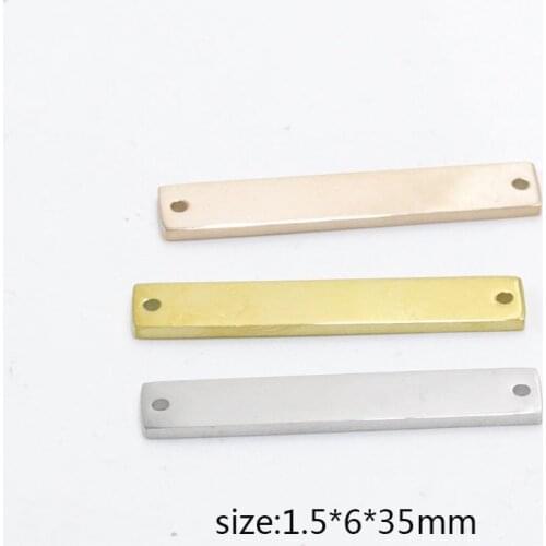 10Pcs Stainless Steel Double Hole Rectangle Connector Charm Gold Silver Rose gold Pendants DIY Jewelry Making Accessories Charms