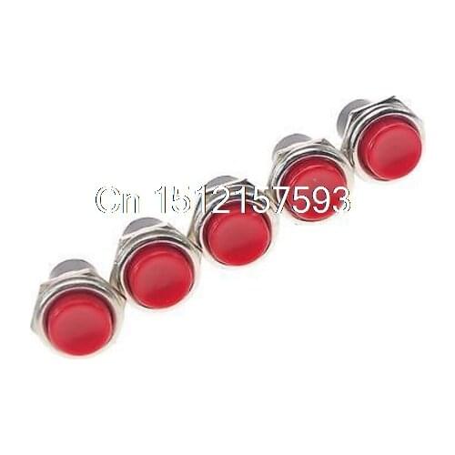 5 x Red 16mm 2 Pin SPST ON-(OFF) 3A 125VAC NC Momentary Push Button Switch