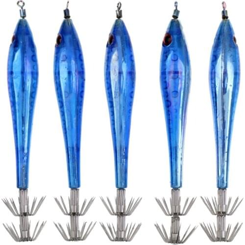 5 Pieces Glow in Dark Fishing Lures Squid Cuttlefish Sleeve-Fish Catch Bait Jigs Fishhook